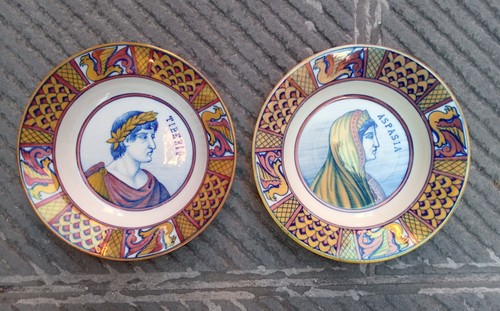 Pair ceramic plates ruby - pair, of