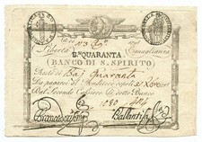 40 BAJOCCHI RESTO BANCO SANTO SPIRITO PRIMA REPUBBLICA ROMANA 10/08/1798 SUP