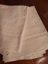 Antiche Federe O Cuscini Lino Ricamo A Mano Cm97x66 Epoca 800.