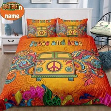 Set Copripiumino Camper Hippie Arancione Personalizzato Nome