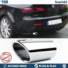 1X TERMINALE di Scarico per ALFA ROMEO 159 in ACCIAIO Inox Cromato Plug & Play