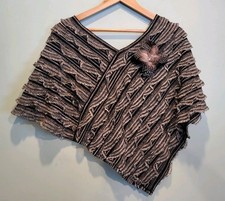 Poncho corto nero grigio