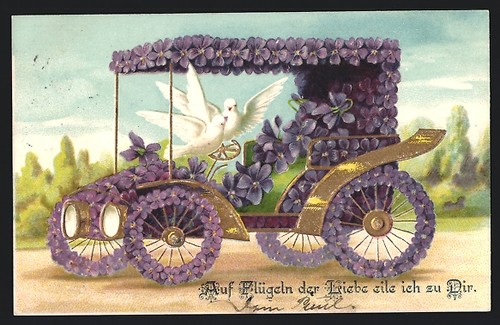 Cartolina auto dei fiori