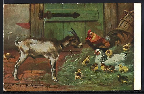 Cartolina artista capra - cartolina,