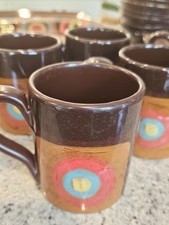 Set of 4 Vietri Italian Pottery Fusione Coffee Mugs Made In Italy Circles