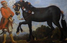 quadro olio 100% dipinto a mano su tela "uomo vestito orientale con cavallo"