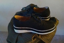 SCARPE Francesine Stringate nere tacco bianco similcamoscio 39 mod hogan tacco 4