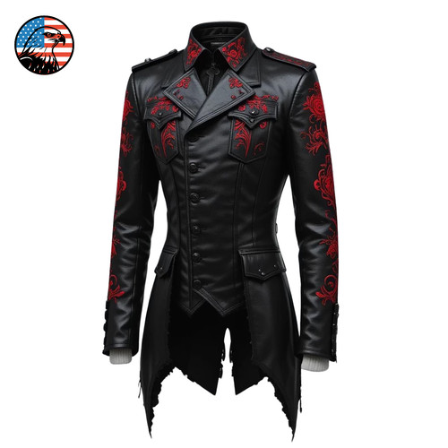 Giacca pelle drago gotico - , nero