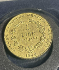 5 Lire 1848,Italia, M- Lombardie, Governo provvisorio, moneta rara.