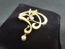 Spilla oro perle e diamante antica 18k carati antica vintage 1890