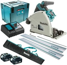 Makita DSP600T2RJ2B Sega Circolare ad affondamento 36V 165 mm + 2x Binario guida