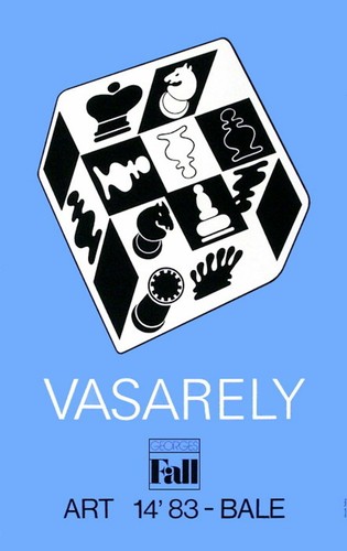 Victor vasarely echecs bleu - bleu, /