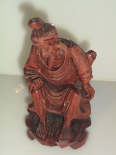 Vecchio pescatore, scultura orientale, Wood, XX secolo