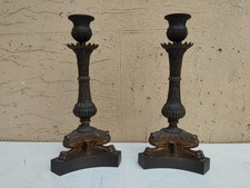 ANTICA COPPIA DI CANDELIERI CANDELABRI IN BRONZO CARLO X PERIODO RESTAURAZIONE