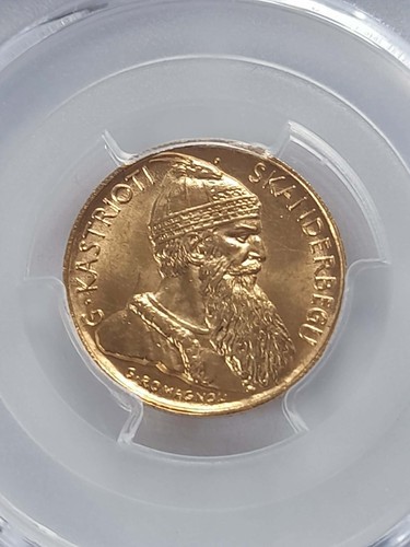 Moneta oro albania franga - moneta,