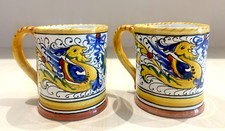ARS DERUTA CHIANCIANO 2 TAZZE BICCHIERI DRAGO CERAMICA Dipinta Mano 70/80 VINTAG