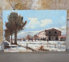 Quadro -Paesaggio Innevato- Maria Izzo dipinto a olio su tavoletta
