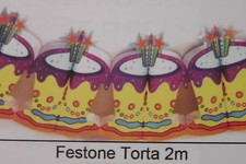 FESTONE CARTA MULTICOLORE TORTA 2 MT PARTY COMPLEANNO FESTA ANIMAZIONE FESTONI
