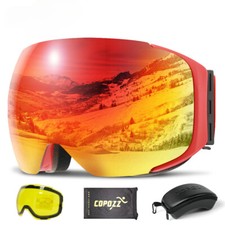 Set Occhiali Sci Magnetici Lenti e Custodia Protezione Antiappannamento Snowboard Occhiali Nuovi