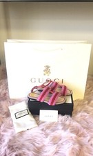 Sandali Gucci a righe rosa e