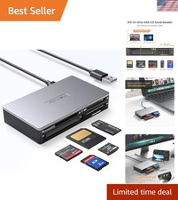 Slim Universal Multi-Card Reader in Silver for Fast Data Transfer