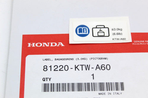 Honda adesivo limite carico - honda,