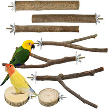 8 Pezzi Posatoi in Legno Di Uccelli Trespoli in Legno Naturale per Pappagallo Po