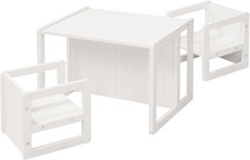 Set Tavolo + 2 Sgabelli per Bambini - Convertibile in Panca - Stile Country – Mo