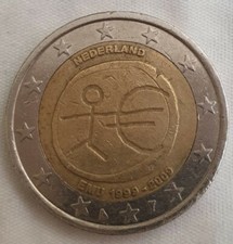 2 Euro Nederland 1999 - 2009 commemorativa 10° anniversario EMU Olanda 