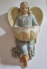Acquasantiera a forma di angelo angioletto in porcellana dell'800