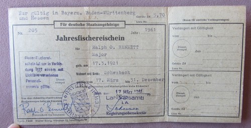 1961 licenza pesca - di, tedesca