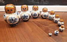 MATRIOSKA in legno, h piu grande 9 cm, miniaturizzazione   Dipinta a Mano