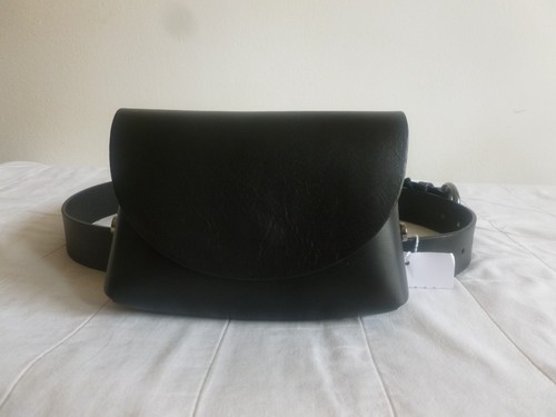 Black real leather waisted - black,