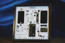 iPhone 4 smontato smontato con cornice, smontaggio iPhone art decostruito