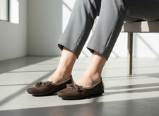 Tod’s Womens EU 37 US 7 Dark Brown Suede Ballerina Flats Shoes Made in Italy