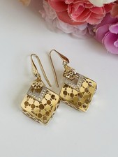 Orecchini Rombo Traforato Bicolore Color Oro In Argento