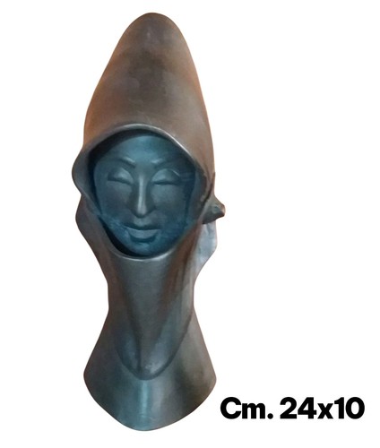 Testa donna ceramica bronzata - donna,