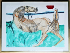 Quadro 81x62cm Bruno Cassinari "Cavallo" Edizione Limitata in cornice + Virgilio