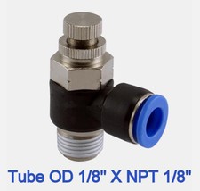 2pz Valvola Controllo Flusso Girevole Angolo Aria Tubo OD 1/8 X NPT 1/8 Raccordo Pneumatico