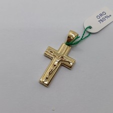 CIONDOLO CROCIFISSO - CROCE SACRA IN ORO GIALLO 18KT 750 1,8 GRAMMI (8078)