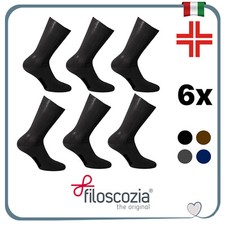 Set 6 paia calzini da uomo senza elastico calze corte sanitarie FILO di Scozia 