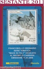 TESSERA FILATELICA FRANCOBOLLO MADE IN ITALY DEDICATO MARMO DI CARRARA 2006 H24