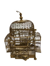 Antica originale antica e rara Gabbia per uccellini in legno a cupola xx sec