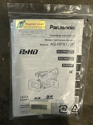 Panasonic hpx170p manuale - panasonic,