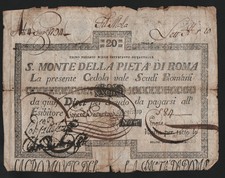 20 SCUDI STATO PONTIFICIO SACRO MONTE DELLA PIETÀ DI ROMA BANCO DI SANTO SPIRITO