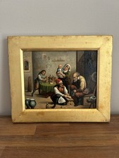 Antique Oil On Tin Painting