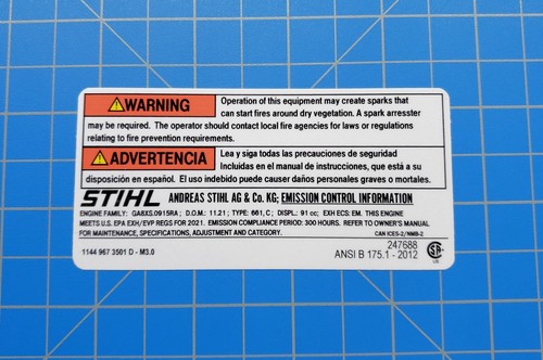 Etichetta emissioni motosega