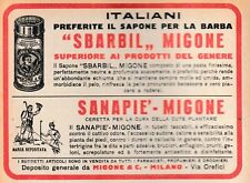 PUBBLICITA 1927 MIGONE MILANO SAPONE BARBA SBARBIL SANAPIE CERETTA  FARMACIA