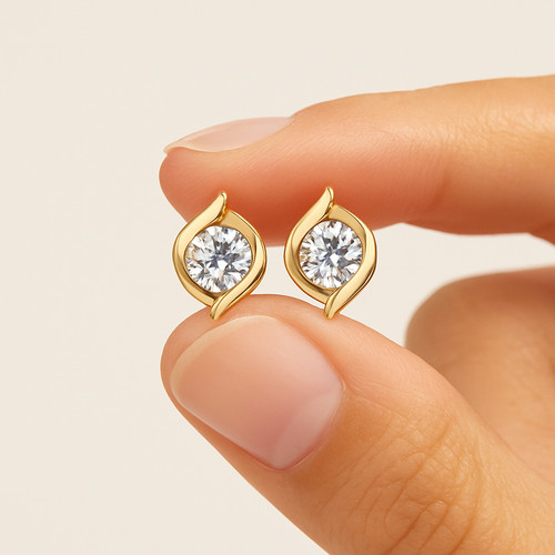 Orecchini perno oro ct - orecchini,