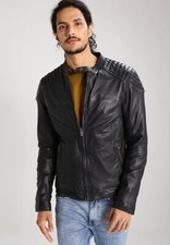 Giacca pelle uomo biker nera